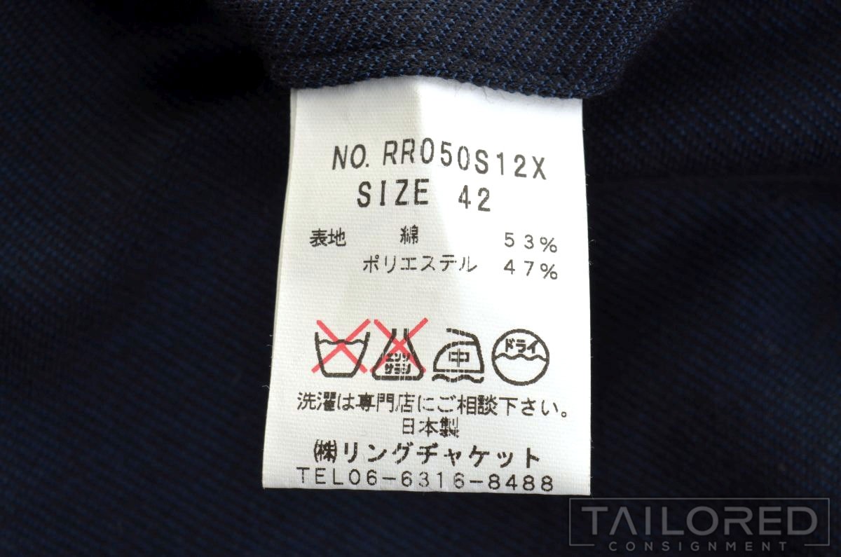 RING JACKET Solid Blue Cotton Blend Mens Blazer S… - image 8