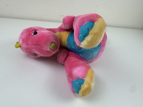 14 Zoll Vintage 1986 Commonwealth rosa Dinosnores rollender Ball klapperndes Plüschtier - Bild 7 von 9