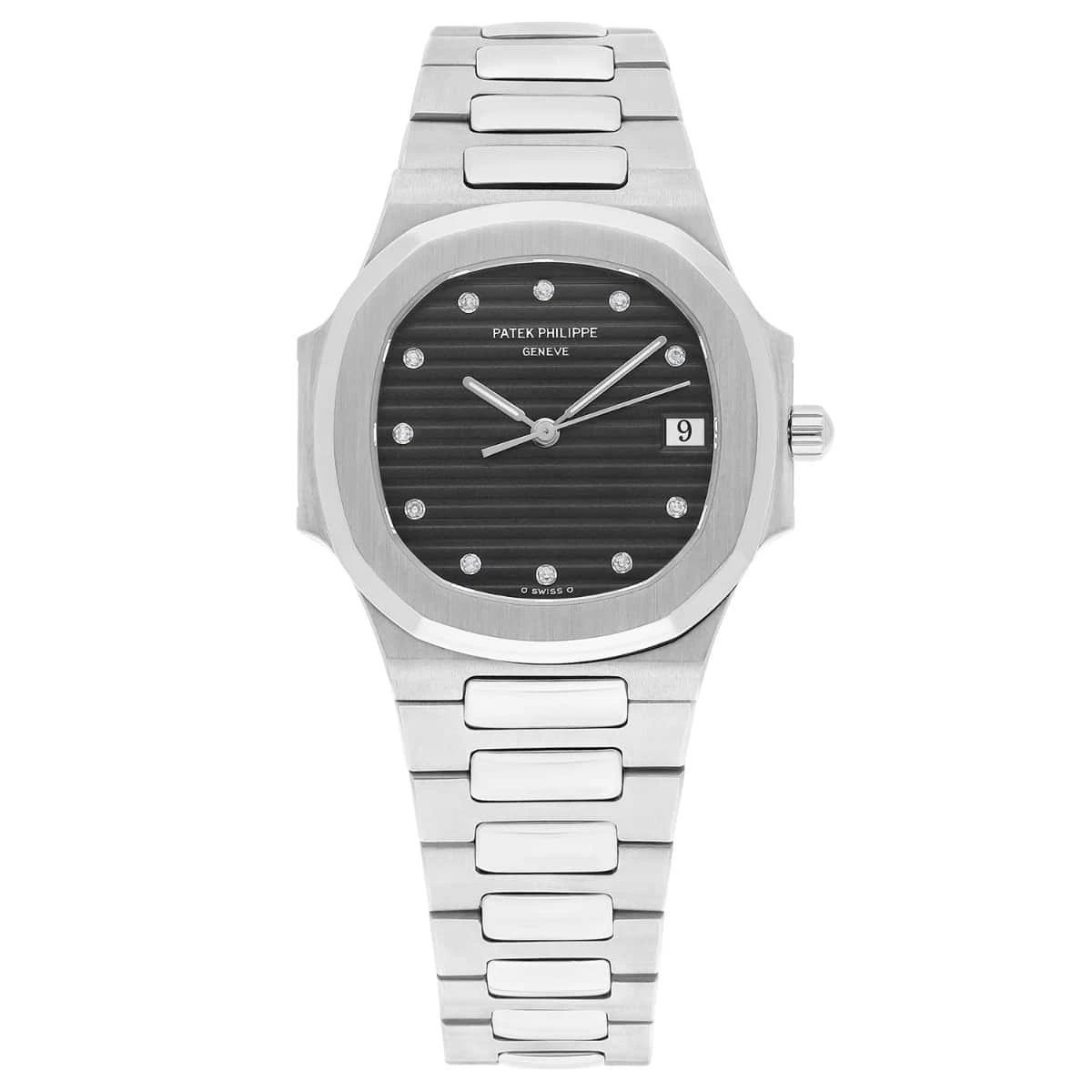 Patek Philippe — Patek Philippe Nautilus Quartz 33mm Black Dial Stainless Steel Watch 3900/1 B...