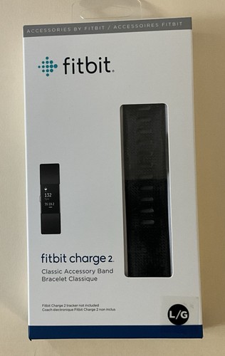 Fitbit Charge 2 Genuine Classic Accessory Band Blue/Black - LG - Brand New
