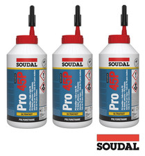 3x Soudal Pro 45P PU-Holzleim 750 g | offene Zeit 5 Min. | wasserfest D4 schnell