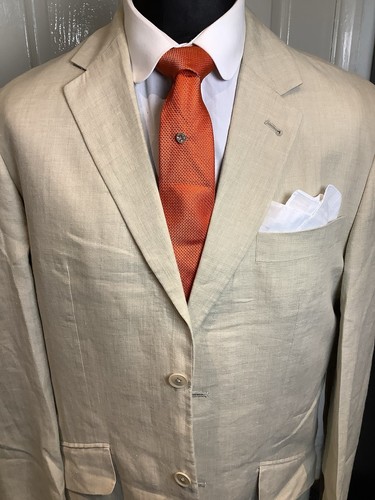Men’s Two Piece Sand By Next 42 R Pure Linen Lightweight Summer - Imagen 4 de 16