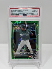 2021 Bowman Draft Sapphire Edwin Arroyo 1st Bowman Chrome Green /50 PSA 10