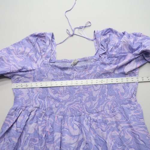 Ava & Viv Midi Dress Size 4X Boho Smocked Square Neck Long Sleeve Purple - Picture 5 of 7
