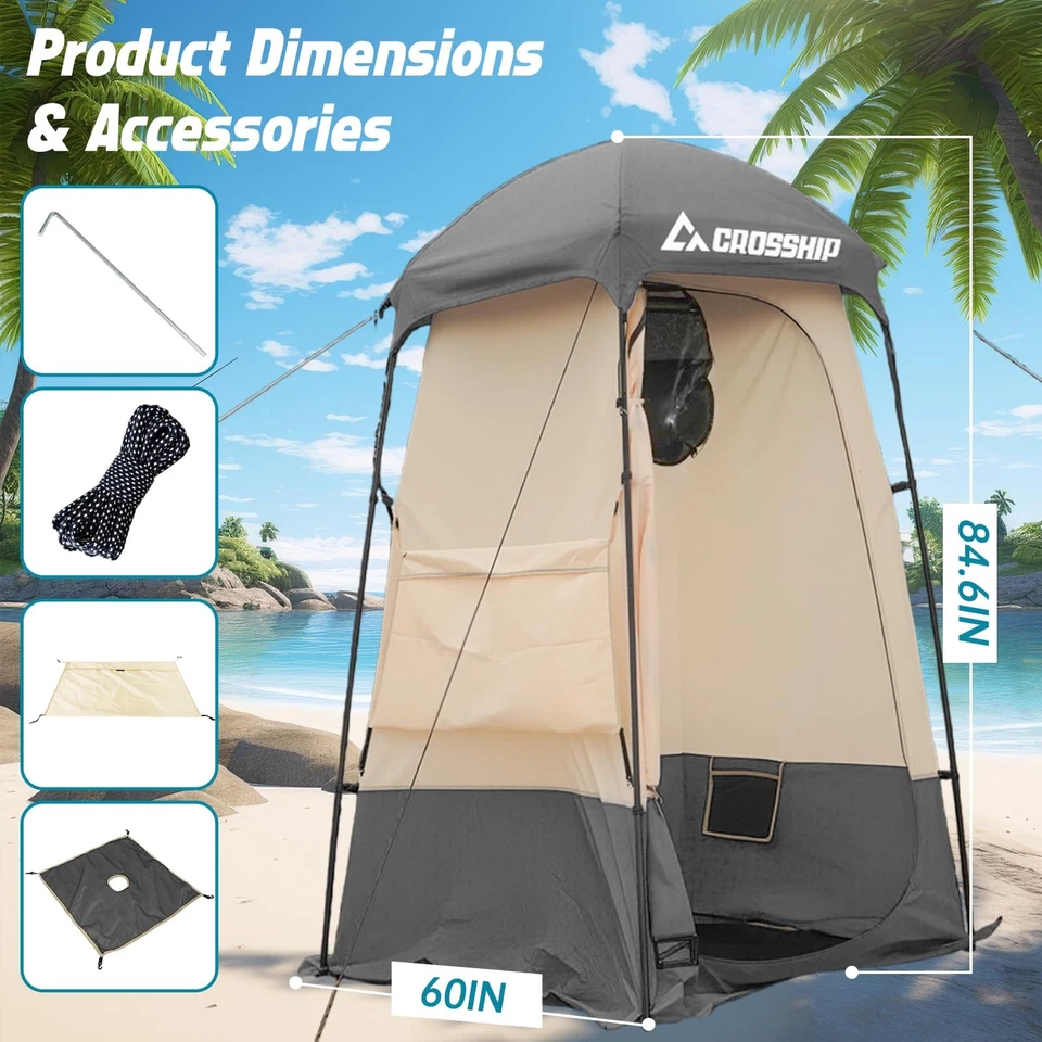 Tienda de Ducha para Camping - Tienda de Privacidad Exterior con Bolsa de Ducha Solar - 84.6" H*60... Foto 2 de 4
