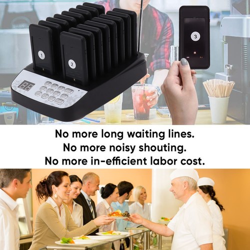 Black 16 Pieces Distancing Keeping Pagers Restaurant Pager System With Vibrat SL - Photo 3/12