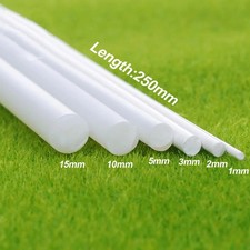 White ABS Plastic Rod Solid Round Bar DIY Model Material 250mmx1/2/3/5/10/15mm