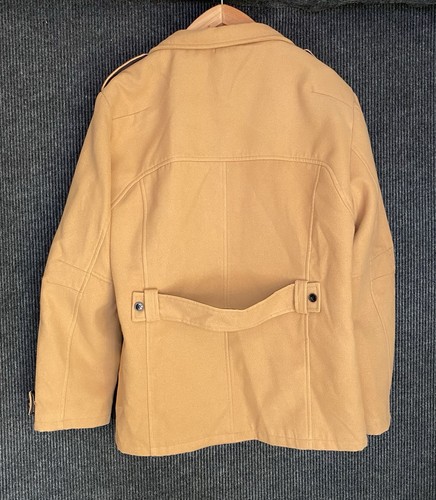 Beigefarbener zweireihiger Wollmischung Mantel Herren 2XL Erbsenmantel, Tam Ware - Bild 3 von 4