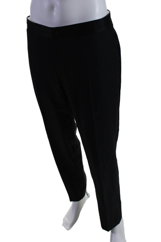 Canali Mens Wool Buttoned Flat Front Tapered Dress Pants Black Size EUR 36 - Picture 2 of 7