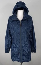 Lole Womens Blue Zip Up Hooded Rain Jacket Coat Size Large 10-12