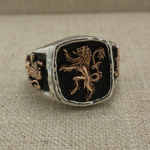 Sterling Silver & Bronze Celtic Scottish Rampant Signet Ring Size 9.25 - Bild 8 von 10