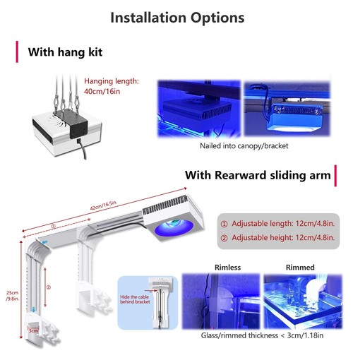 PopBloom RL115 Marine LED Lighting Unit for 48" Reef Aquarium Fish Tank SPS LPS - Picture 10 of 14