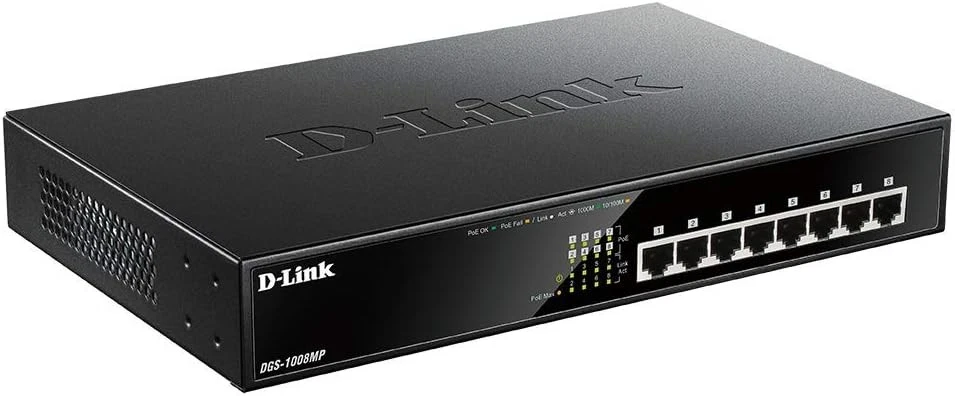 D-Link DGS-1008MP 8-Port Gigabit Unmanaged Metal Desktop Switch with 8 PoE+ Port - Image 2 of 4
