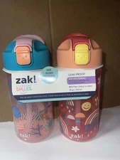 Zak 18oz 2pc Kids Cups Leak Proof Seashells And Rainbows Water Bottle BPA Free