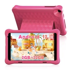 AEEZO Kids Tablet 8 inch Android 12 Tablets 2+32GB with Shockproof WIFI Pink