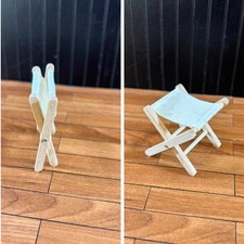 2PC 1:12 Scale Doll House Miniature Folding Stool Chair Furniture Set Retro