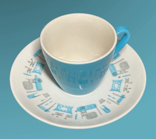 Set of 6 Royal China Blue Heaven Atomic Tea/Coffee Cups and Saucers MCM Exc Cond - Picture 14 of 18