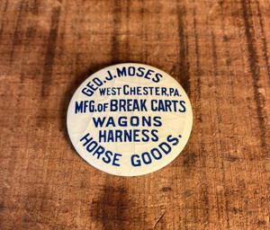 Antique Celluloid Pocket Mirror Geo. J. Moses Cart, Wagon, Harness Mfg.