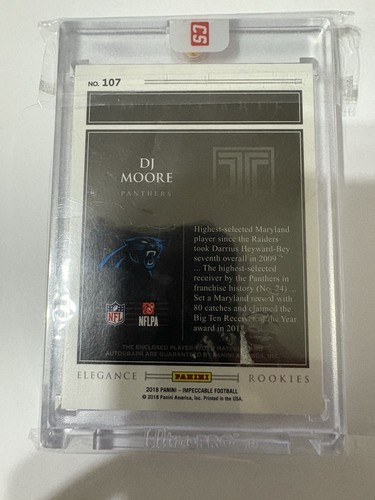 2018 Panini Impeccable-Elegance Rookie Helmet Patch Autos D.J. Moore #107 /15 - Picture 2 of 2