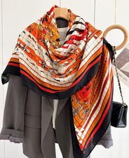 70 Cashmere 30 Silk Scarf Bandanna Large Wrap Square Shawl 53" Double Face