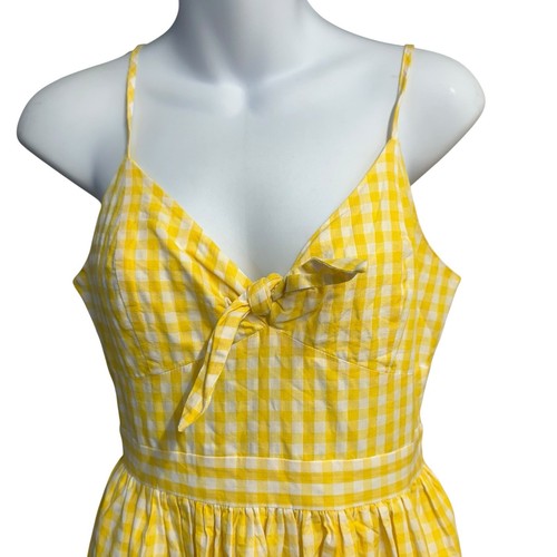 Endless Rose Dress Women Small Yellow Gingham Colorful Sundress Bow Front Summer - Picture 2 of 14