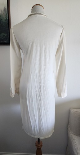 Halson Heritage Damen Tunika Seidenkleid cremeweiß silber Perlen Schärpe zum Binden Gr. 2 - Bild 9 von 10