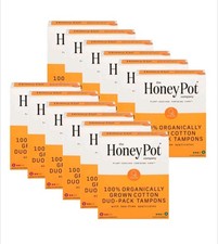 12 Pack Honey Pot 100% Organically Grown Cotton Duo Tampons Regular Box Distress