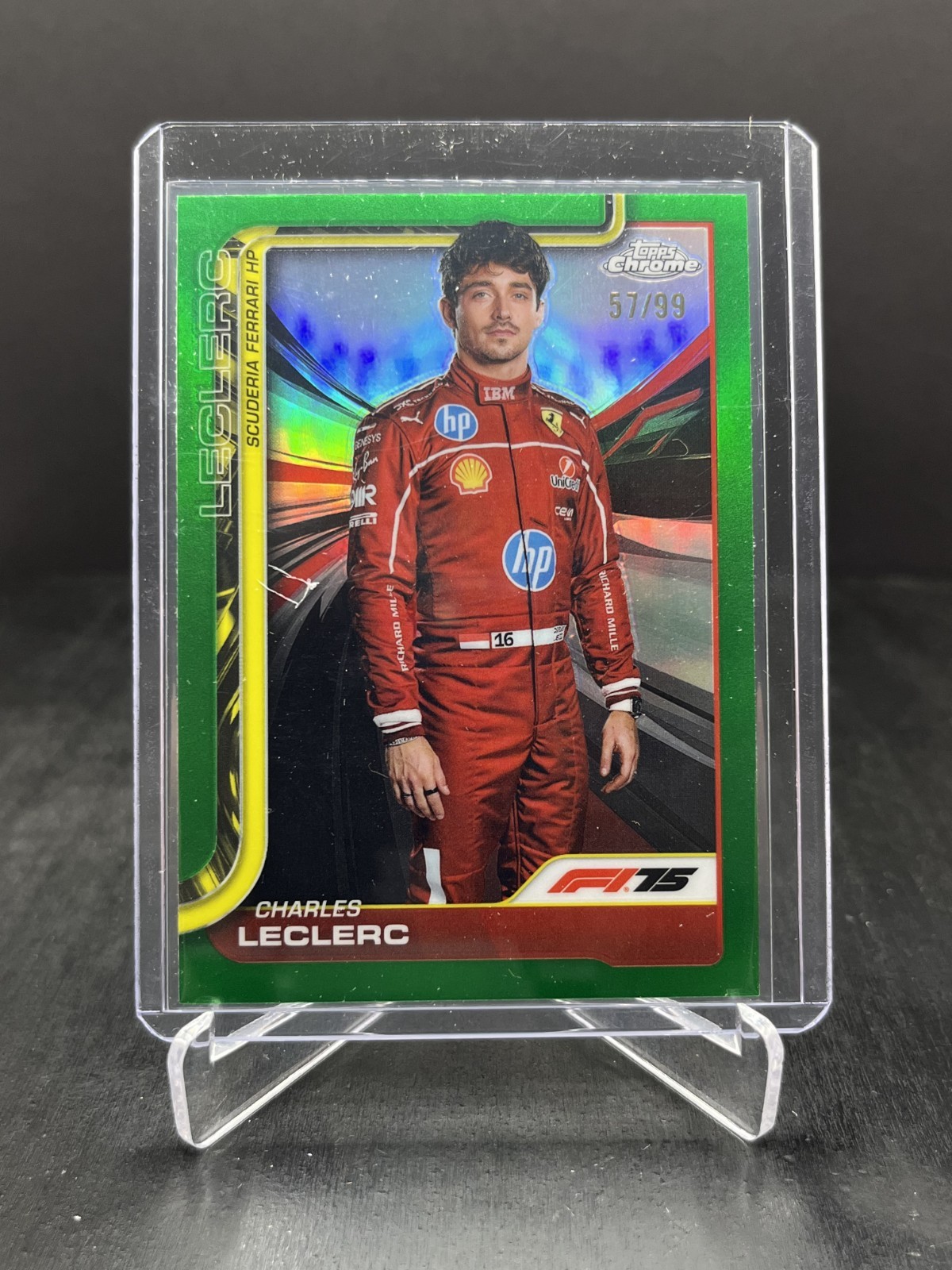 2025 Topps Chrome Formula 1 F1 Charles Leclerc Portrait Green Refractor 57/99 #3