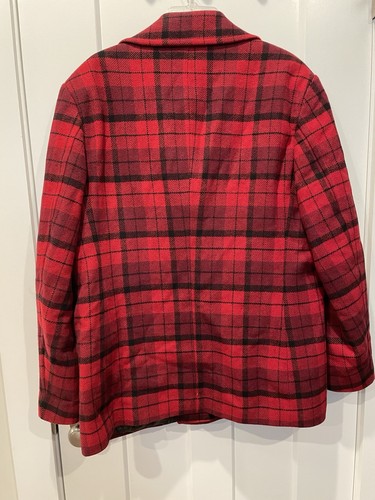 Herren Mäntel Zweireiher Erbsenjacke Stil Rot & Schwarz Kariert Wollmischung Blazer L - Bild 5 von 6