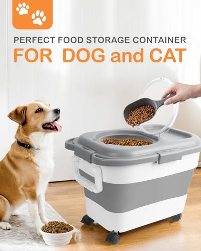 15-23 Lbs Dog Food Storage Container, Collapsible Dog Food Container with - Picture 3 of 7