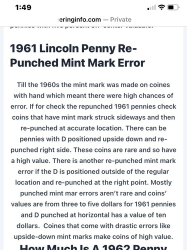 1961-D LINCOLN CENT RPM D Over Inverted D extrem selten - Bild 9 von 12