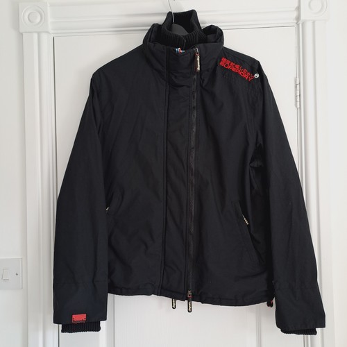 SUPERDRY Men's Black Windcheater Jacket Large Triple Zip Coat Chest 40in Approx