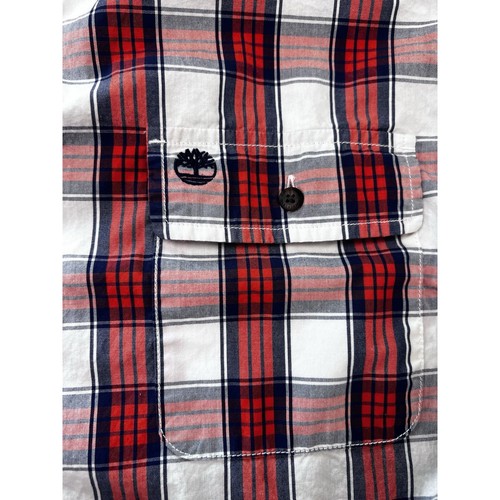 Timberland Men's Button Shirt Sz XL Red Plaid Short Sleeve Lightweight Reg Fit - Picture 5 of 8