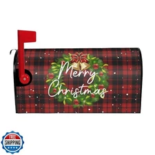 Merry Christmas Wreath Magnetic Mailbox Covers, Standard Size 18 X 21 Winter 