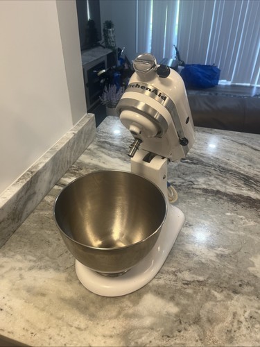 Batidora de pie KitchenAid Hobart modelo K45SS de colección crema con cuenco PROBADO funciona - Imagen 6 de 8