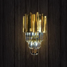 Modern Gold Tiered Crystal LED Sconce