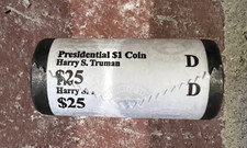 Harry S. Truman Uncirculated unopened roll of 25 Presidential $1 coins 2015 D Harry S. Truman Uncirculated unopened roll of 25 Presidential $1 coins 2015 D
