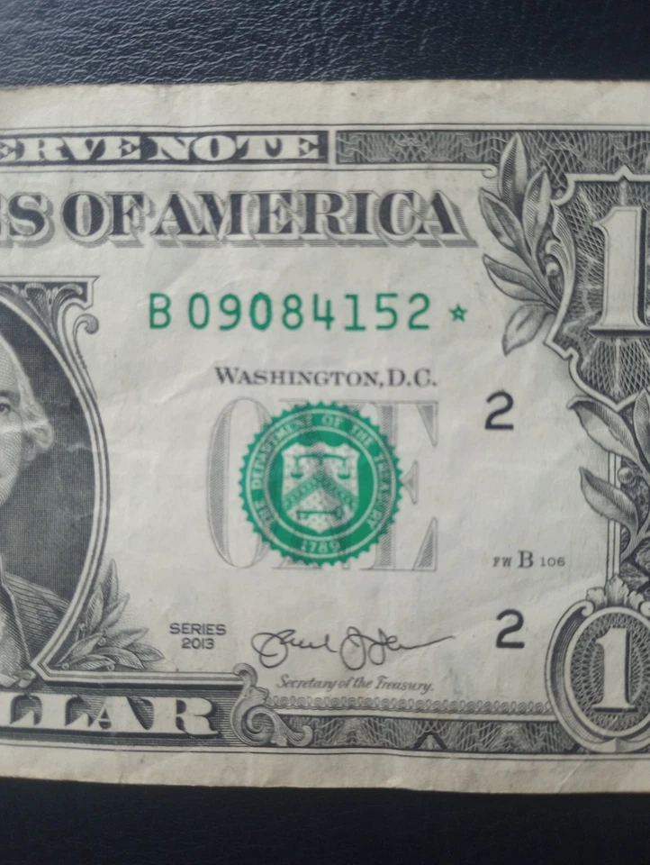 2003 B Star Note One Dollar Bill $1 Fancy Serial Number  - Image 2 of 3