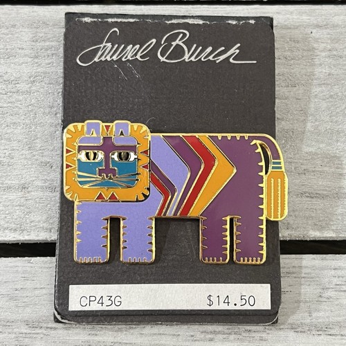NOS LAUREL BURCH Pin Brooch GATO BIG CAT LION Lavender Purple ENAMEL Gold-Tone - Picture 1 of 12