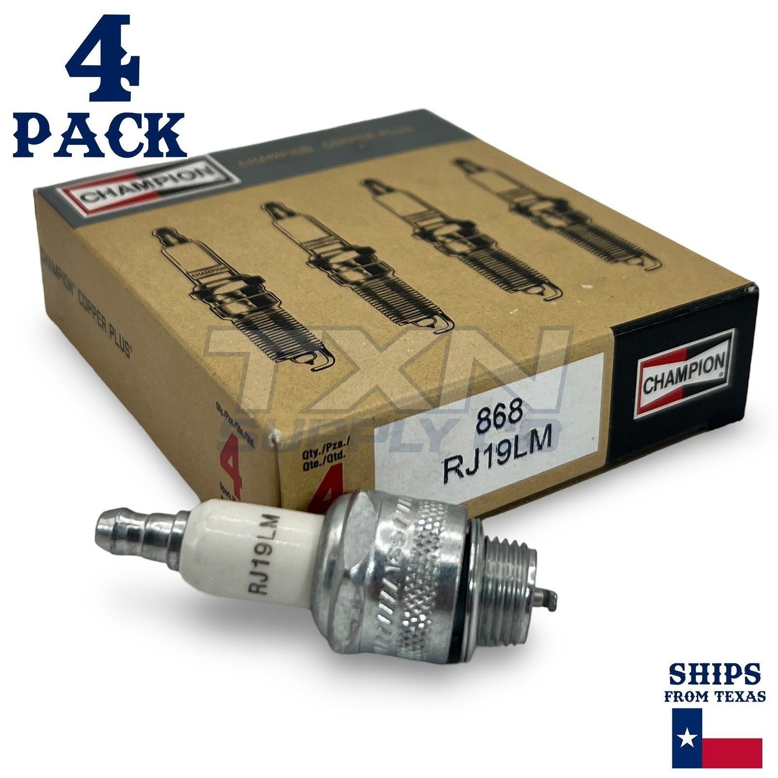 Champion 868 Copper Plus Spark Plug RJ19LM - 4 Pack