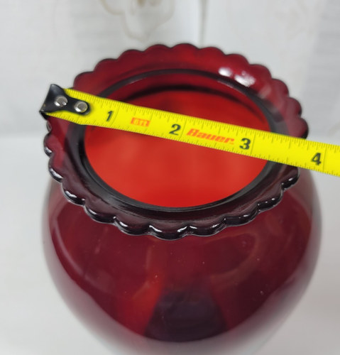 VTG Anchor Hocking Ruby Red Glass Vase Scalloped Edge 9” - Picture 6 of 6