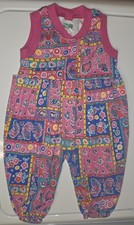 Vintage 80s / 90s patchwork Healthtex Flower Bear Paisley Romper Size 12 Month