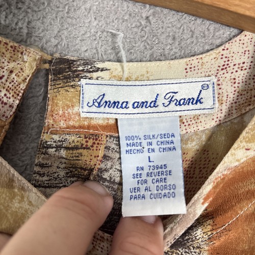 Vintage Anna And Frank Size L 100% Silk Abstract Blouse Artsy Art To Wear Boho - Picture 8 of 14