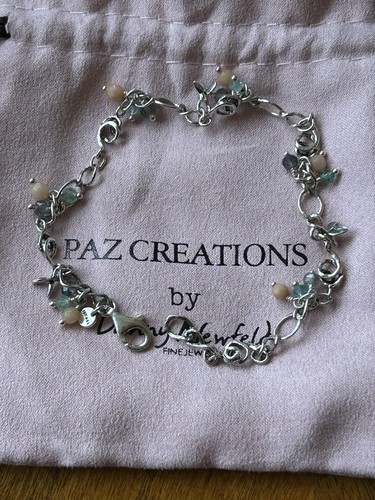 OR PAZ STERLING SILVER 925 MULTI GEMS BEADED ANKLET 10” ISRAEL PZ - Picture 8 of 10