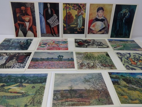 Vintage French Paintings 16 Large Postcard Collection 1973 Aurora Soviet Various - Foto 6 di 10