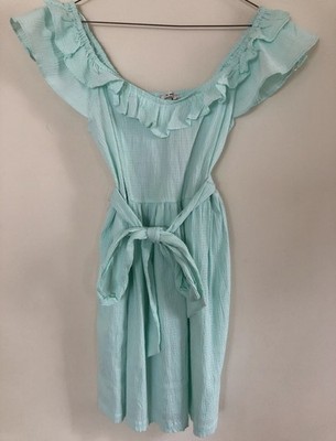 Mi ami for Francesca's Women s Mint Green Crinkle Smocked Dress Size S NWT