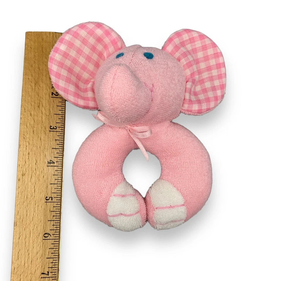 Infantino Vintage Terry Cloth Elefante Bebé Muñeca Sonajero Rosa Guinga 1996 6" Foto 4 de 4