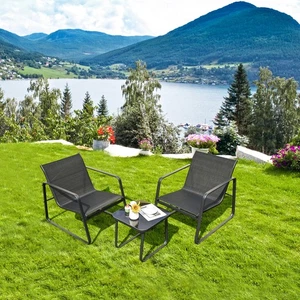 3PCS Patio Bistro Set Conversation Furniture Set w/ Fast-Drying Fabric