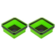 2Pcs Collapsible Magnetic Parts Tray Foldable Tool Metal Parts Organiser Green