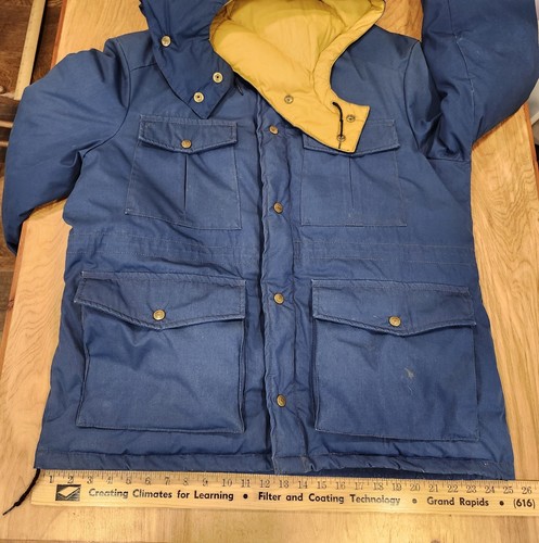 Eddie Bauer Puffer Jacket Men's L Blue Full Zip Goose Down Outerwear Vtg 1980's - Picture 13 of 24
